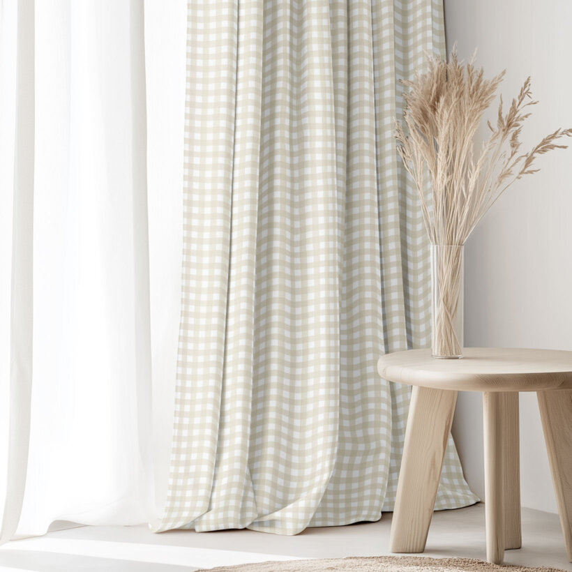 Decoratief gordijn Luca - Beige blokjes