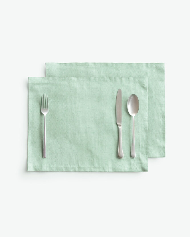 Placemat voor op tafel van linnenmix - lichtmunt - set van 2 st.