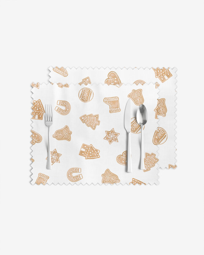 Kerst placemat voor op tafel teflon - Peperkoekjes - set 2 stuks
