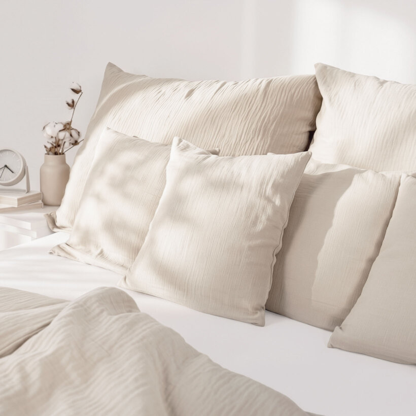 Mousseline beddengoed - naturel