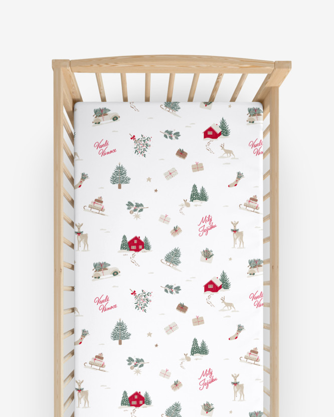 Kerst katoenen hoeslaken voor een kinderbedje - Tsjechische Kerst