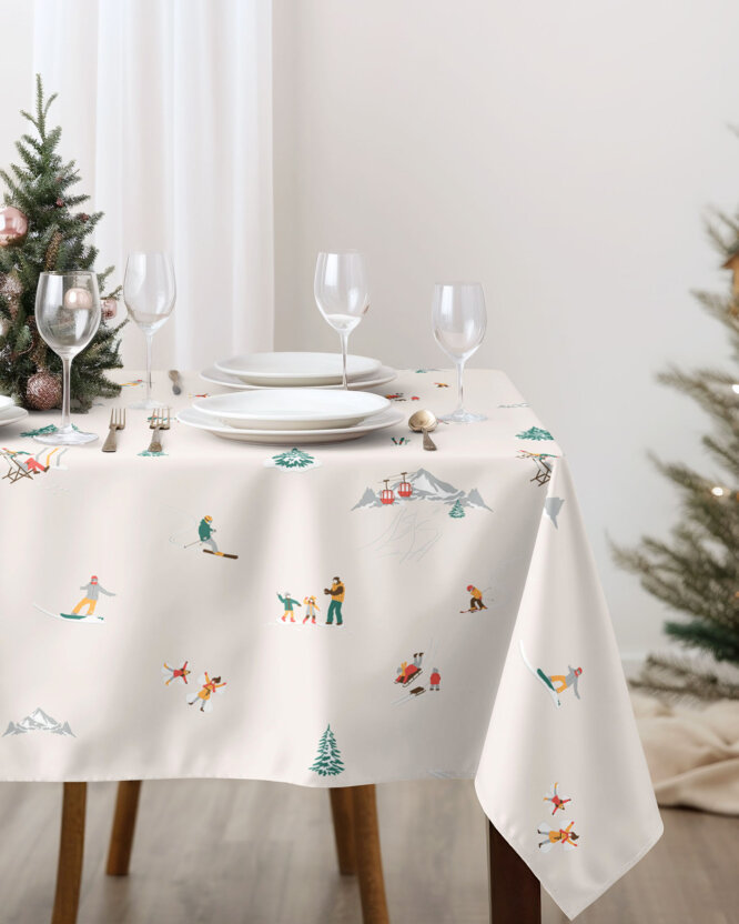 Rechthoekig tafelkleed 100% katoen renforcé - Winters plezier