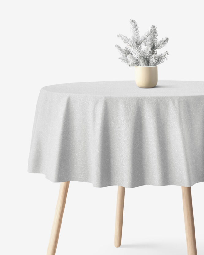 Exclusief rond tafelkleed - zilver met glitters