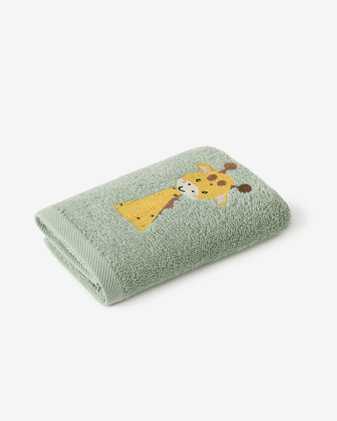 Badstof handdoek voor kinderen - Giraf op saliegroen
