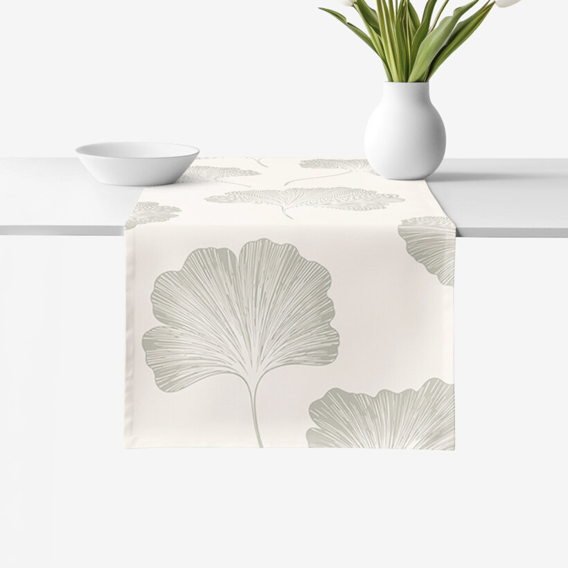 Tafelloper 100% katoen renforcé - Bladeren ginkgo