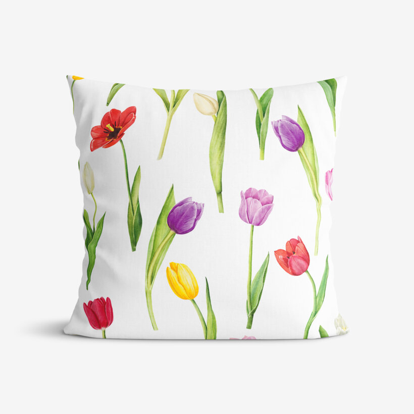 Decoratieve kussensloop Luca - Kleurrijke tulpen