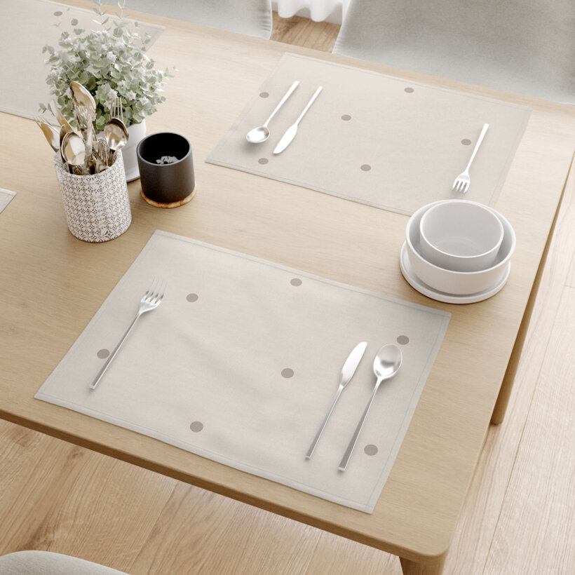 Tafelplacemat 100% katoen renforcé - Stippen op beige - set 2 st.