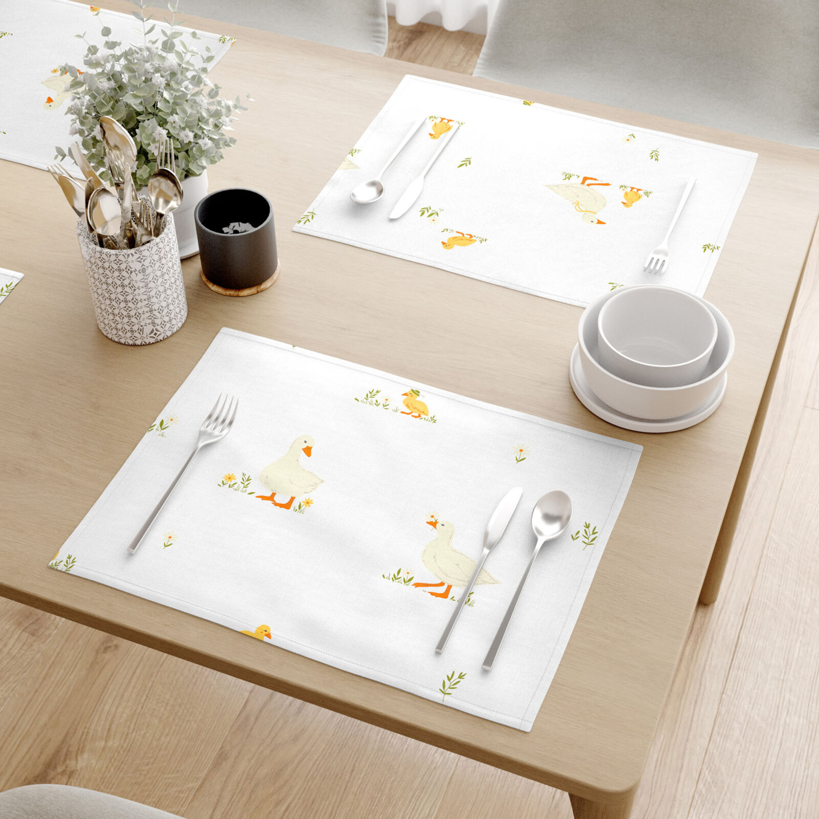 Tafelplacemat 100% katoen renforcé - Eenden - set 2 stuks