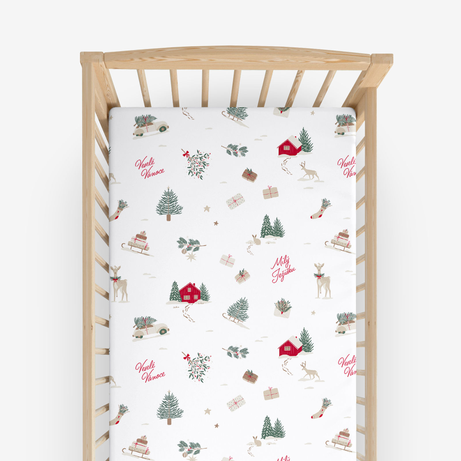 Kerst katoenen hoeslaken voor een kinderbedje - Tsjechische Kerst