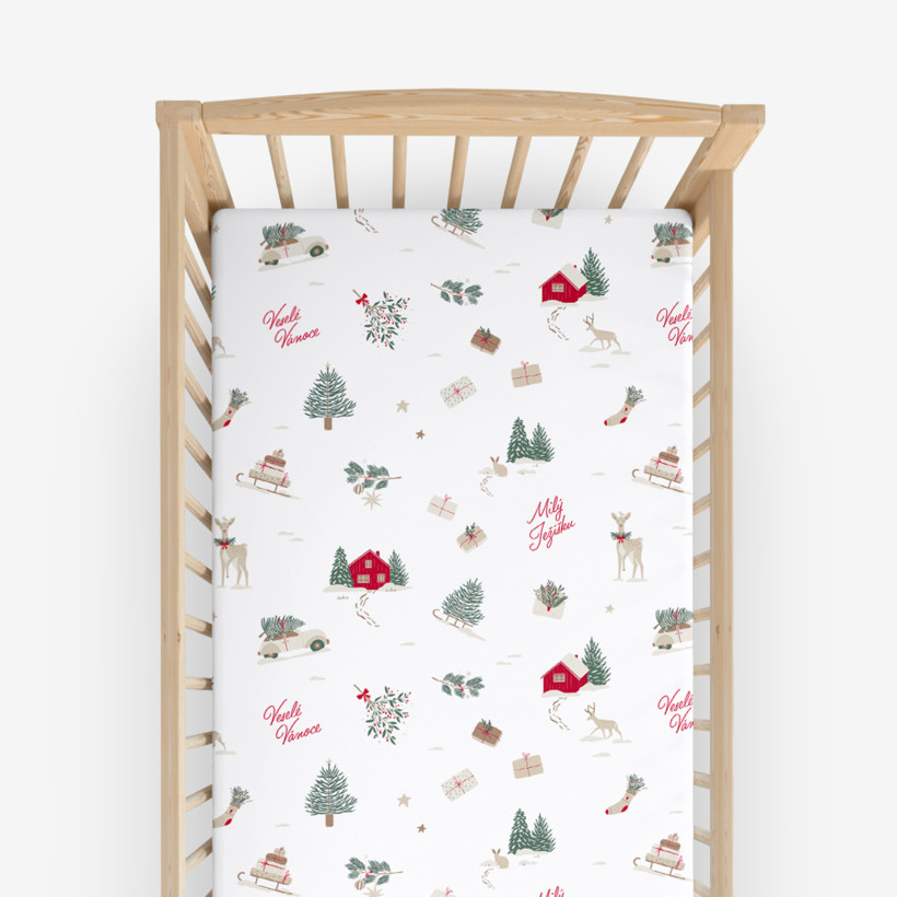 Kerst katoenen hoeslaken voor een kinderbedje - Tsjechische Kerst