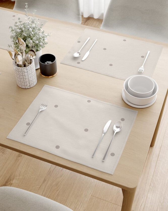 Tafelplacemat 100% katoen renforcé - Stippen op beige - set 2 st.