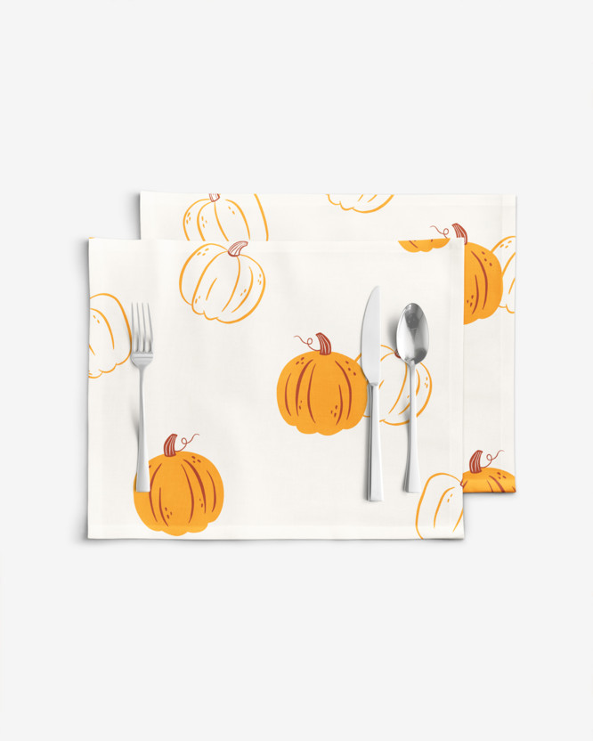 Placemat voor de tafel 100% katoen renforcé - Herfst pompoen - set 2 stuks
