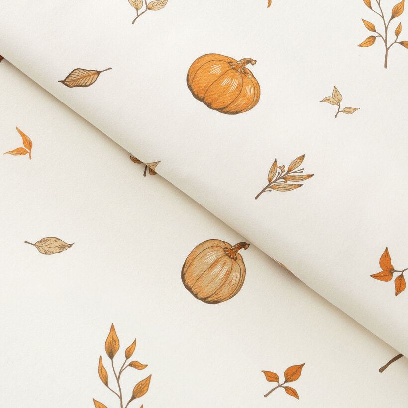 Flanellen stof - Herfst pompoenen en blaadjes