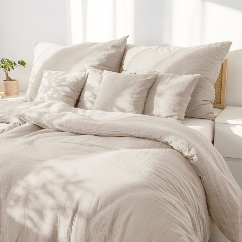 Mousseline beddengoed - naturel