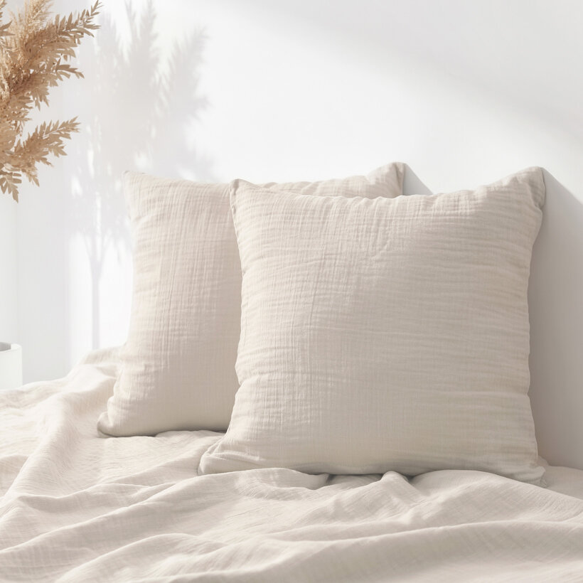 Mousseline kussensloop - naturel