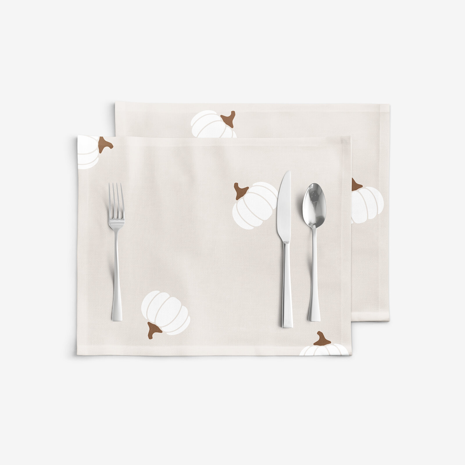 Placemat voor op tafel 100% katoen - Pompoenen op crème - set 2 stuks