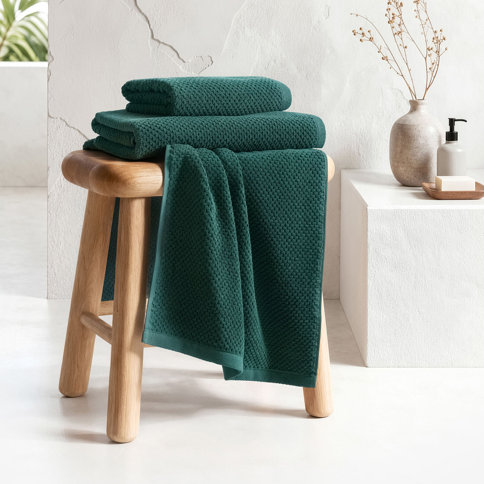 Katoenen badstof handdoek / badhanddoek Micro Pure - smaragdgroen
