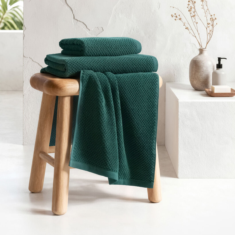 Katoenen badstof handdoek / badhanddoek Micro Pure - smaragdgroen
