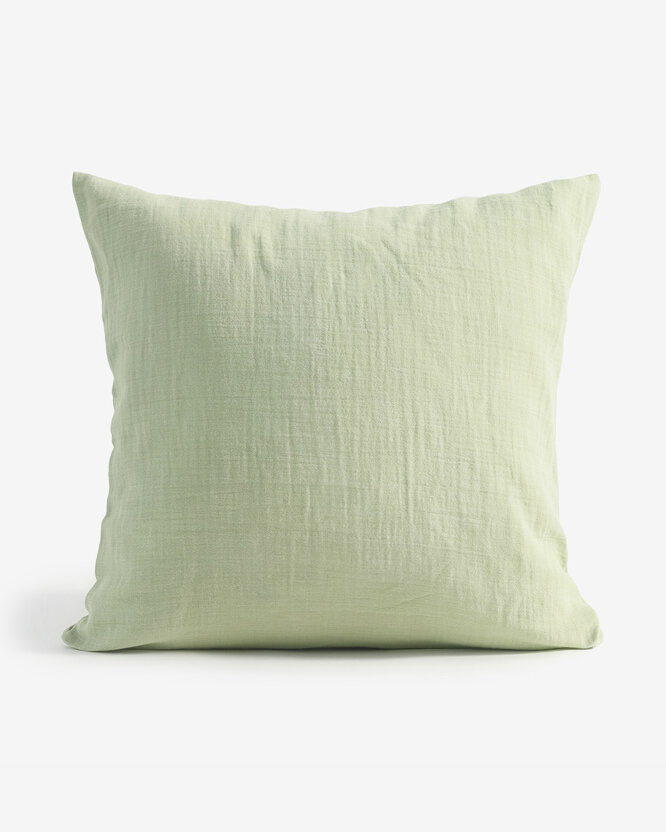 Mousseline kussensloop - licht saliegroen
