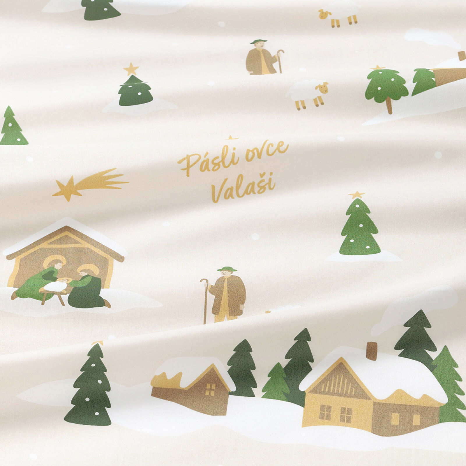 Kerst katoenen hoeslaken voor het babybedje - Pásli ovce Valaši