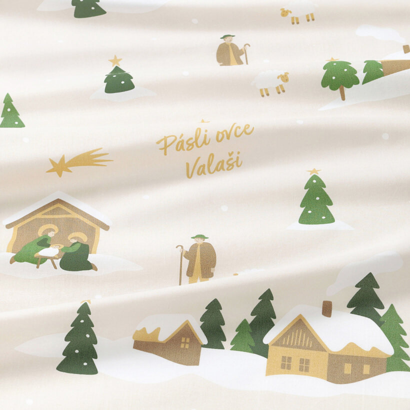 Kerst katoenen hoeslaken voor het babybedje - Pásli ovce Valaši