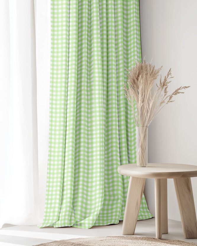 Decoratief gordijn Luca - Groene ruitjes