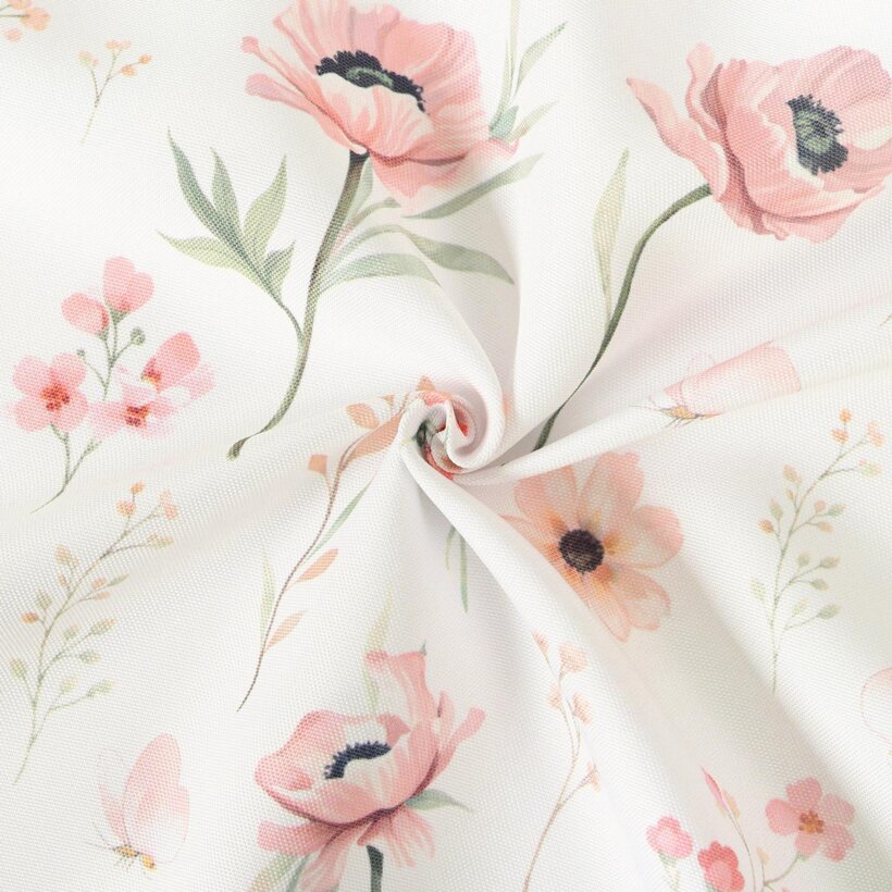 Stof met tefloncoating voor tafelkleden - Roze bloemen