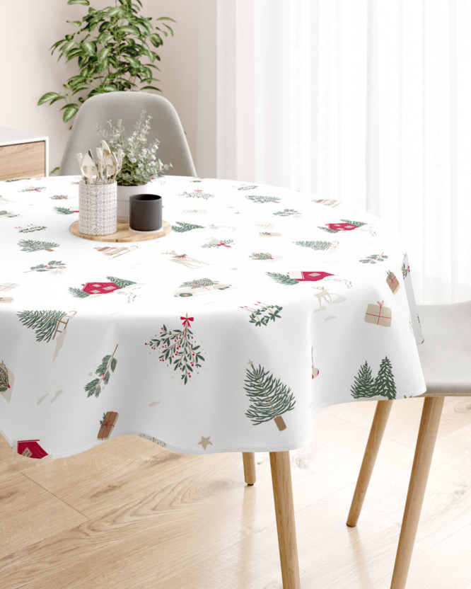 Kerst rond tafelkleed van stevig katoen - Traditionele Kerst (buitenland)