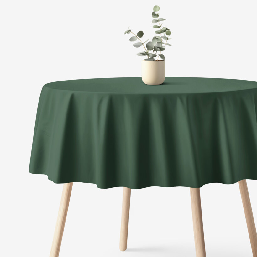 Rond tafelkleed 100% katoen renforcé - donkergroen