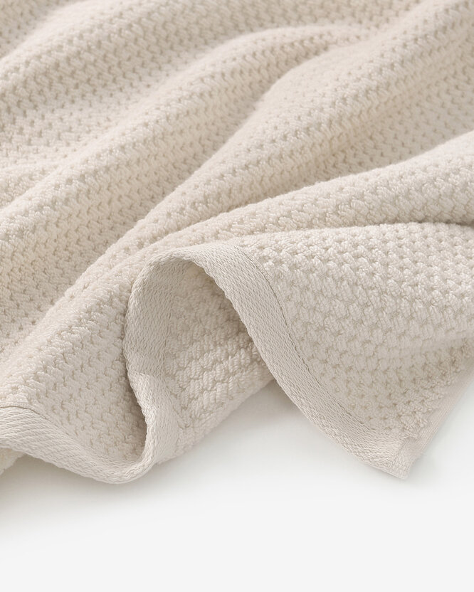 Katoenen badstof handdoek / badhanddoek Micro Pure - amandel