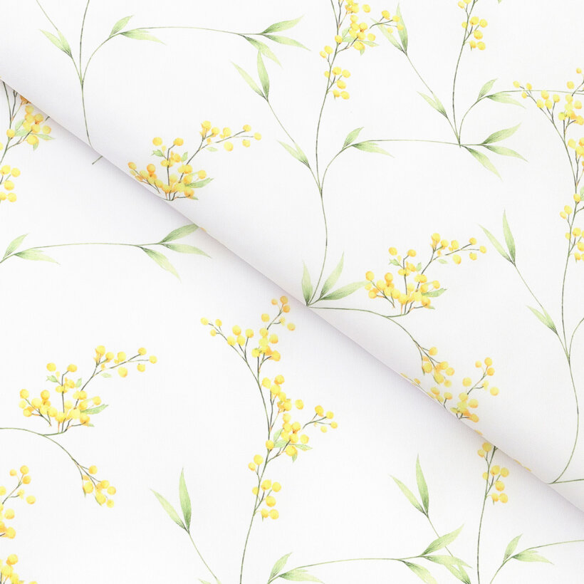 Stof met tefloncoating voor tafelkleden - Mimosa bloemen