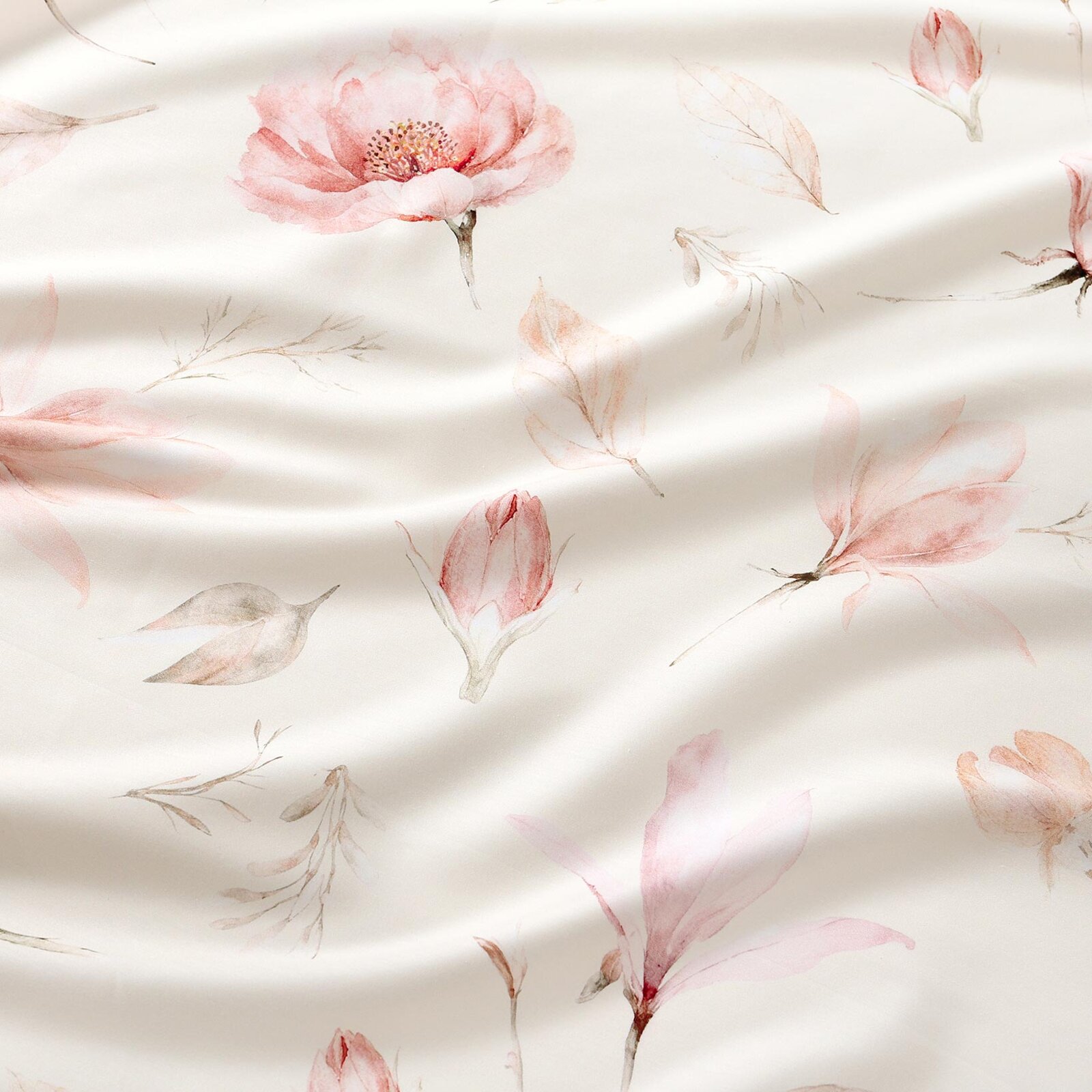 Beddengoed van katoensatijn - Bloeiende magnolia