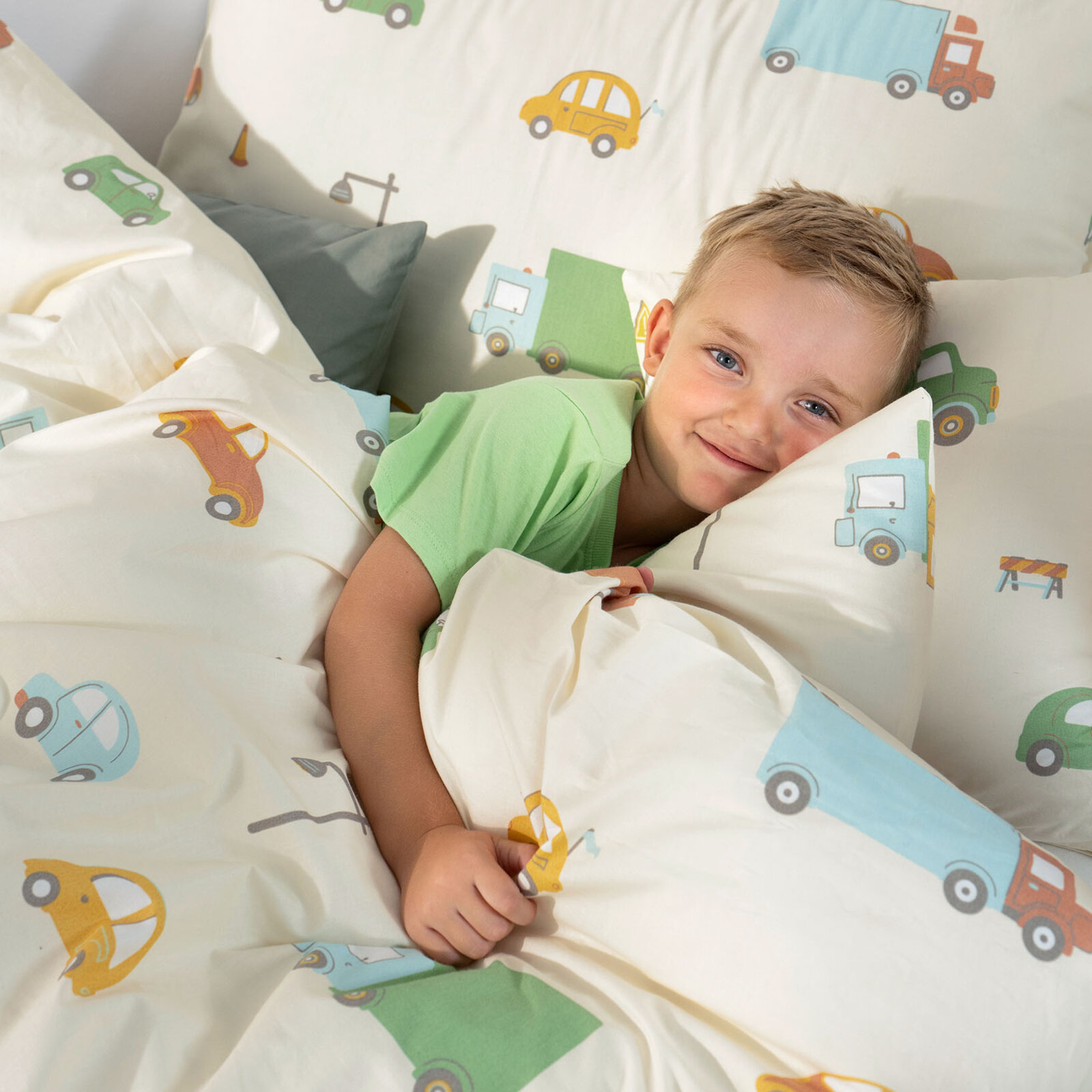 Katoenen beddengoed voor kinderen - Wereld van auto's