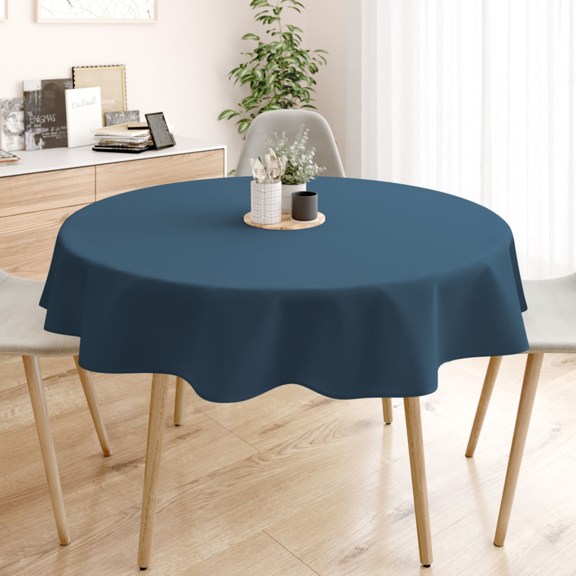 Rond tafelkleed 100% katoen renforcé - marineblauw