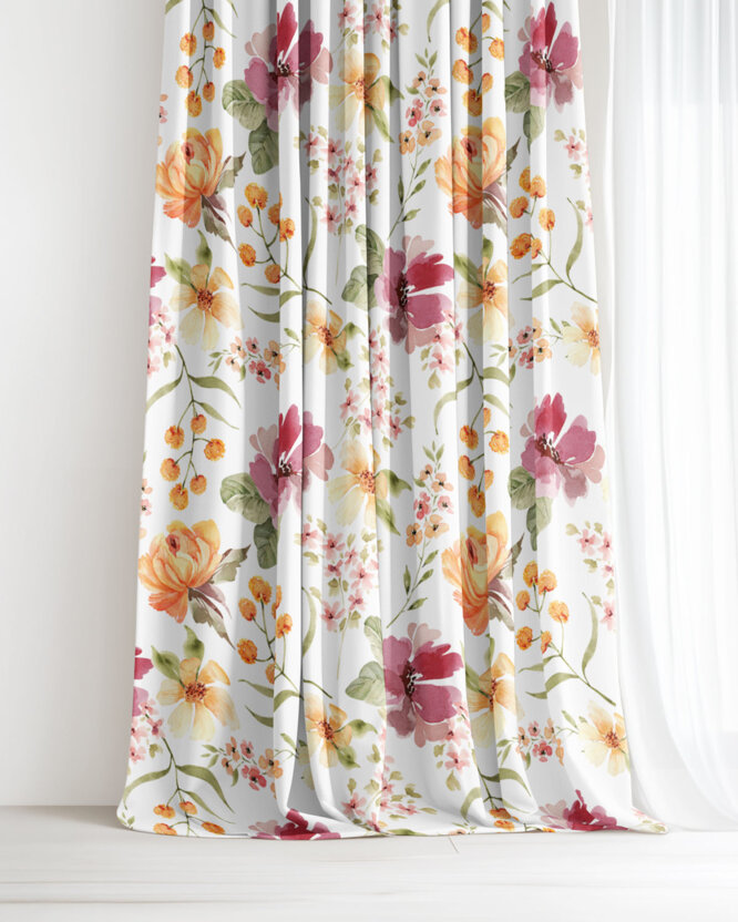 Decoratief gordijn Luca - Hibiscusbloemen