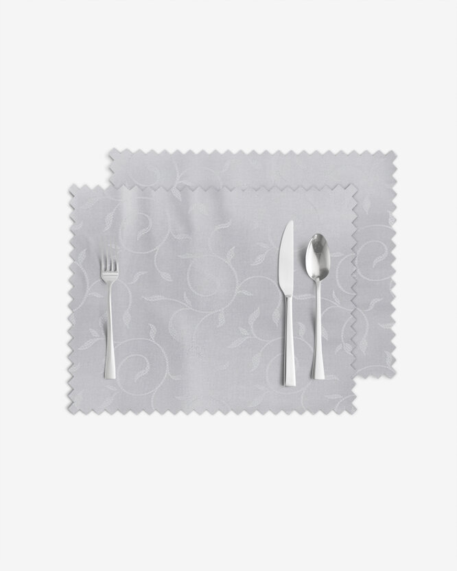 Feestelijke placemat voor de tafel teflon - grijs met grote ornamenten - set 2st.