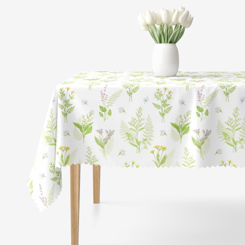 Hoekig teflon tafelkleed - Bosbloemen