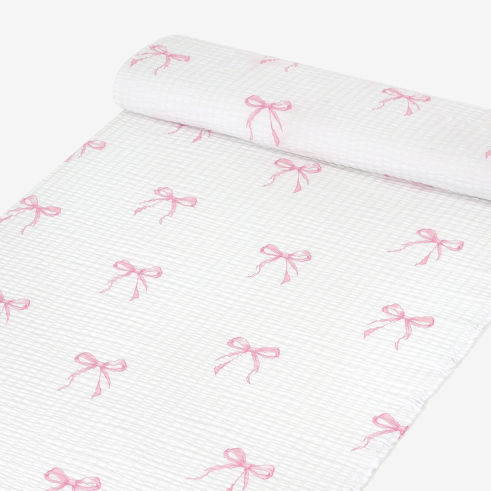 Katoenen crêpe - Roze strikjes