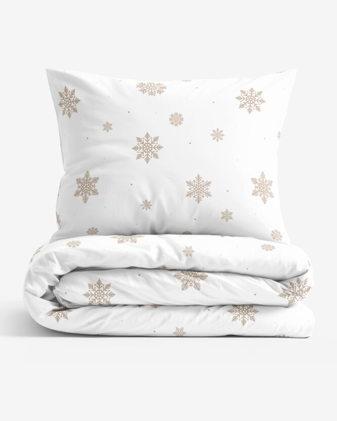Katoenen beddengoed - Sneeuwvlokken op wit