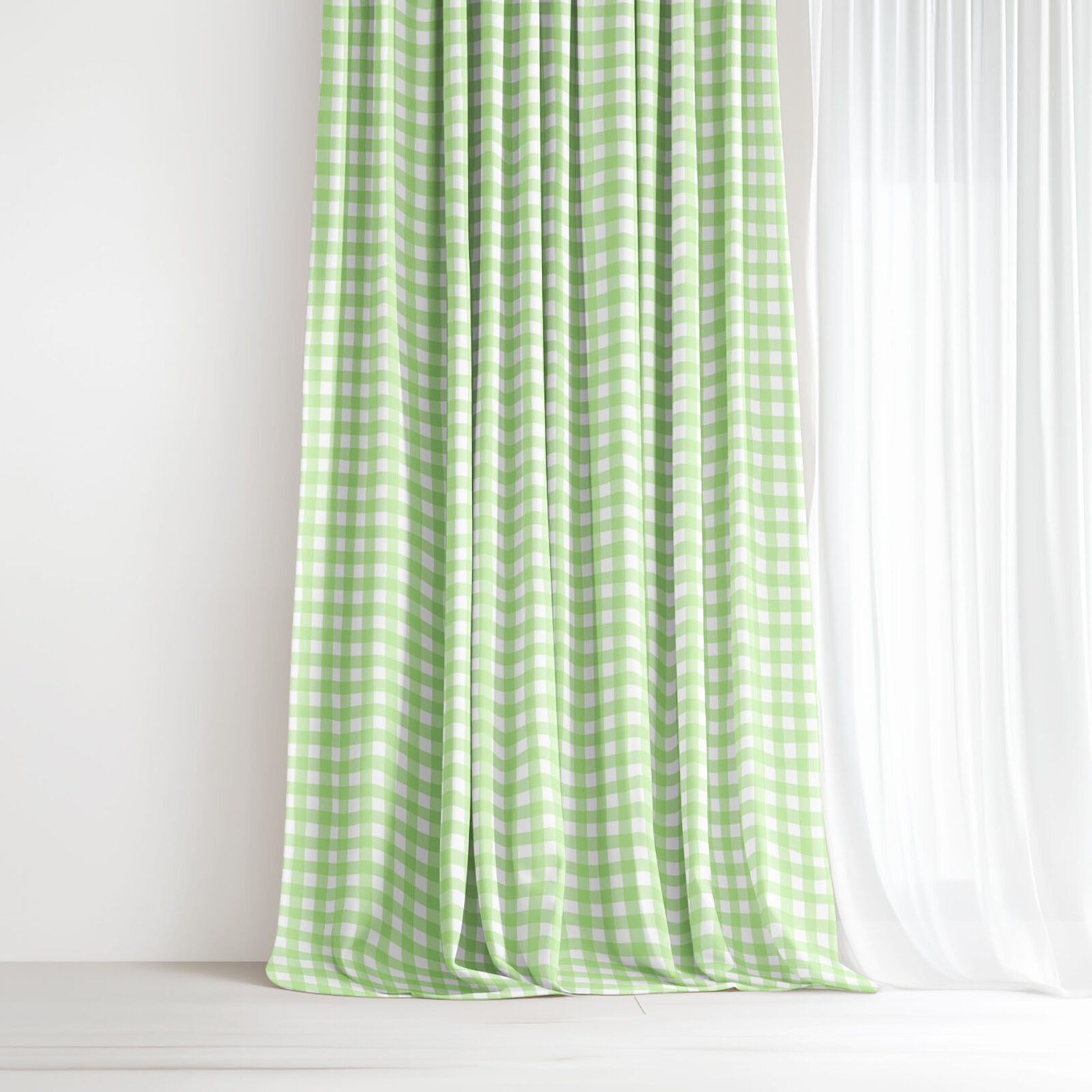 Decoratief gordijn Luca - Groene ruitjes