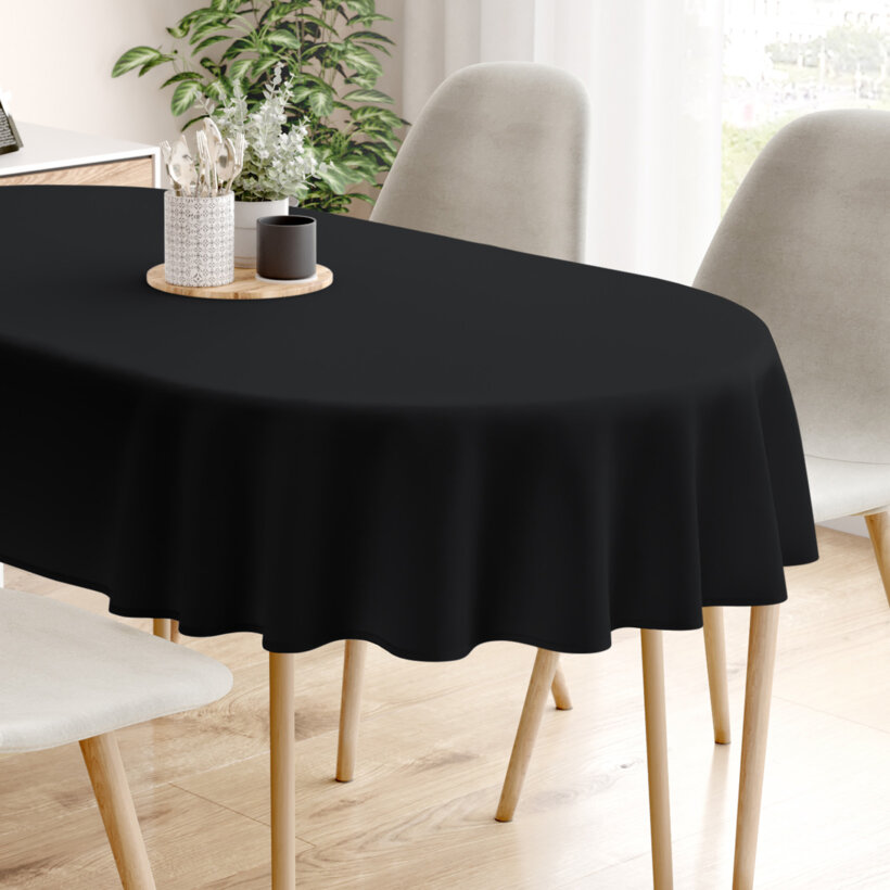 Ovaal tafelkleed 100% katoen renforcé - zwart