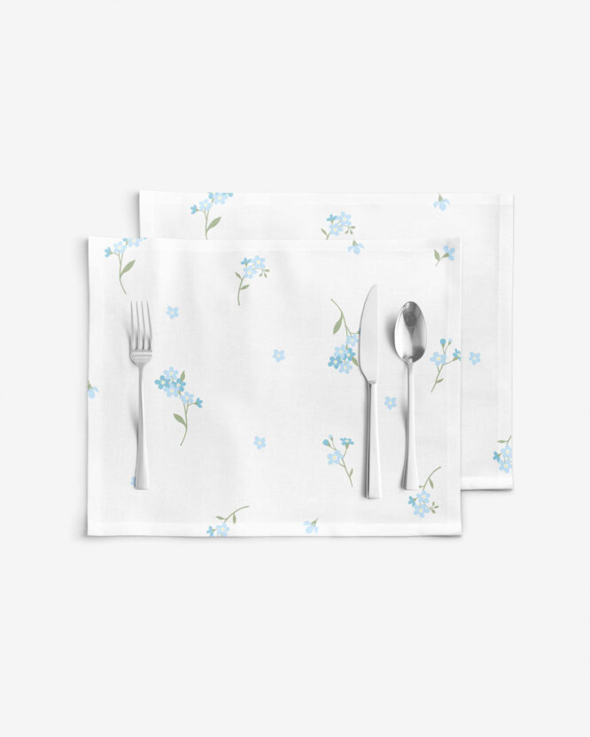 Placemat voor de tafel 100% katoen renforcé - Vergeet-mij-nietjes - set van 2 stuks