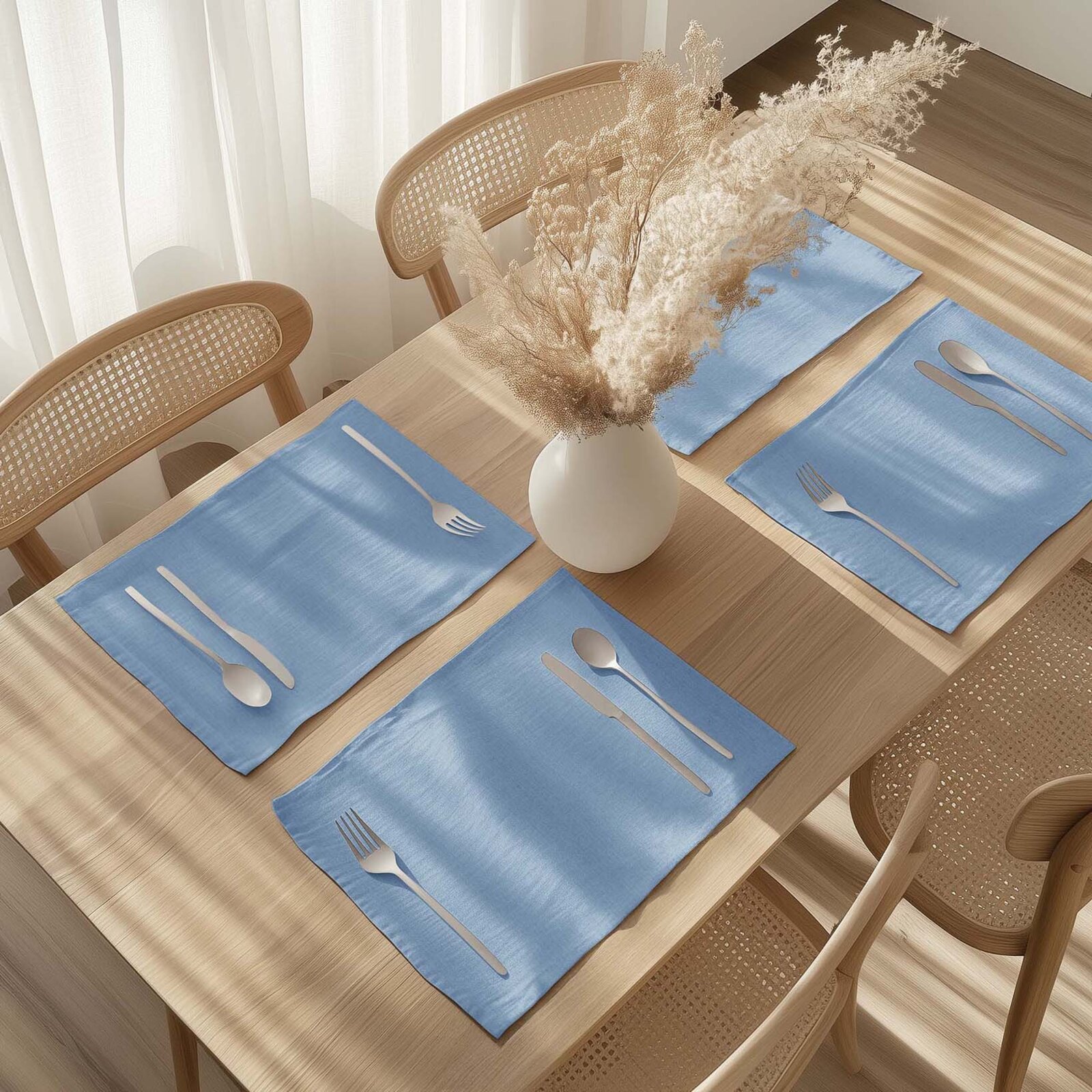 Placemat voor de tafel van linnenmix - blauw - set van 2 stuks