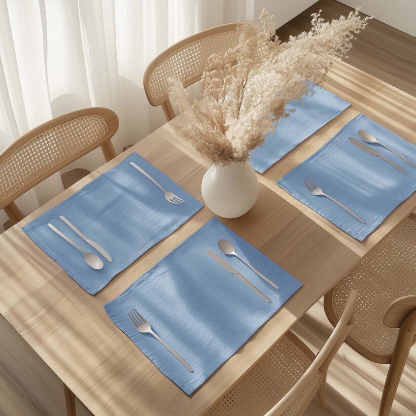 Placemat voor de tafel van linnenmix - blauw - set van 2 stuks