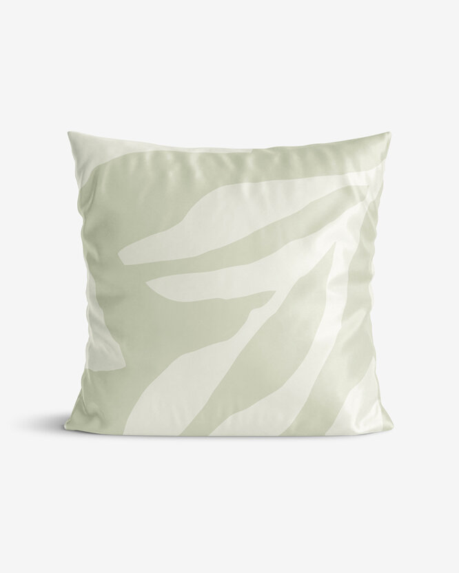 Kussensloop van katoensatijn - Abstracte bladeren op pastelgroen