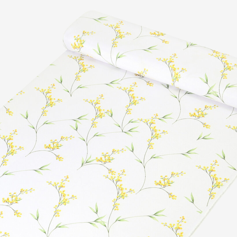 Stof met tefloncoating voor tafelkleden - Mimosa bloemen