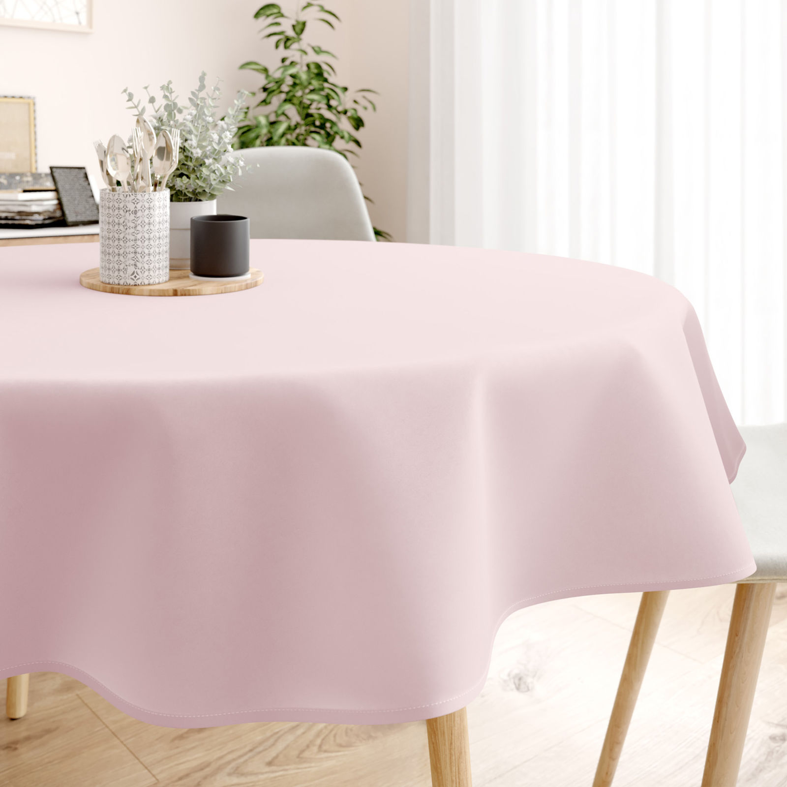 Rond tafelkleed 100% katoen renforcé - poederroze