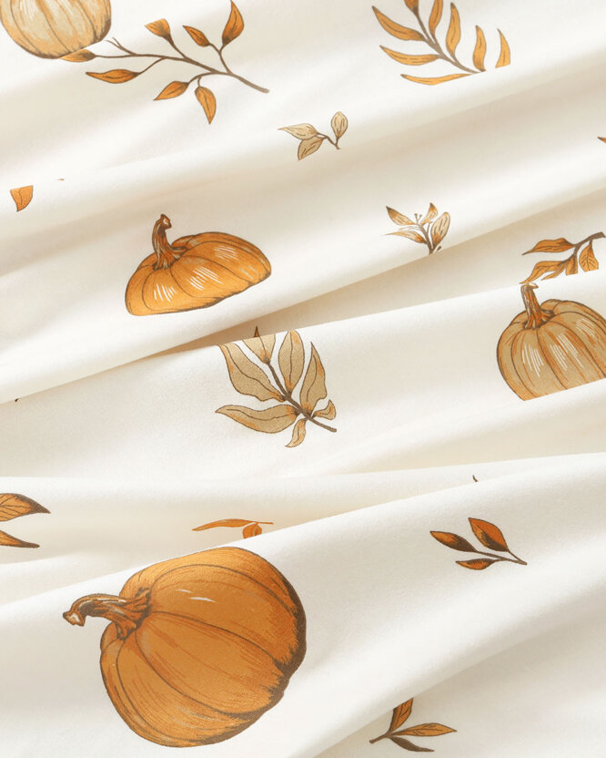 Flanellen stof - Herfst pompoenen en blaadjes
