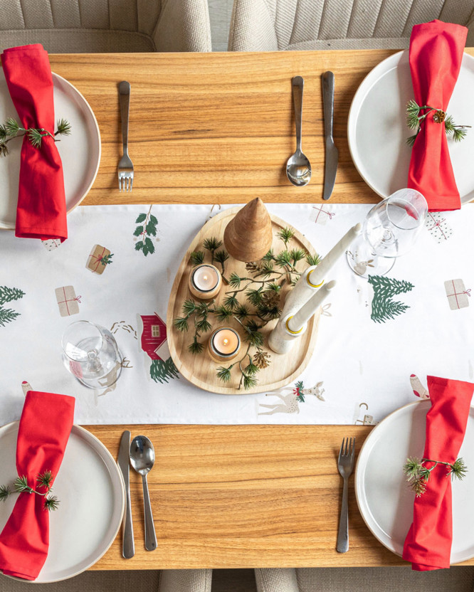 Kerst tafelloper van stevig katoen - Traditionele Kerst (buitenland)