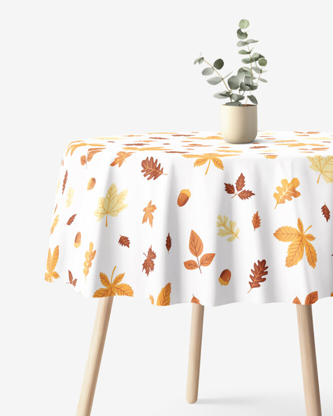 Rond tafelkleed 100% katoen renforcé - Herfstbladeren